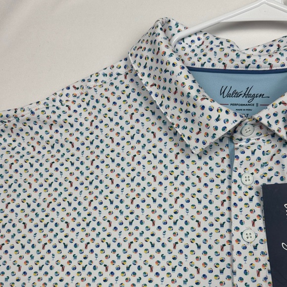 Walter Hagen White and Blue Patterned Polo Shirt XXL NWT - Picture 3 of 5